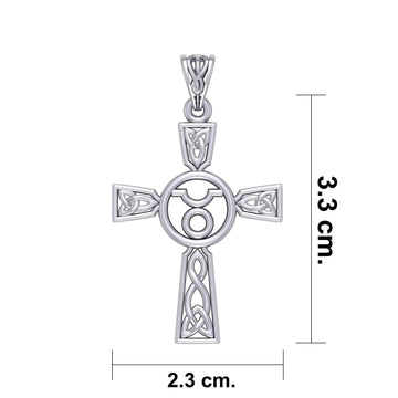 Celtic Cross Taurus Astrology Zodiac Sign Silver Pendant TPD5949 - Jewelry